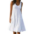 thumbnail image 1 of CHUANK Robes en Lin pour Femmes Été Grande Taille Manches Courtes Col en V Longueur Genou Robe Ample Décontractée Confortable Robe de Plage Soldes de Liquidation 2024, 1 of 7
