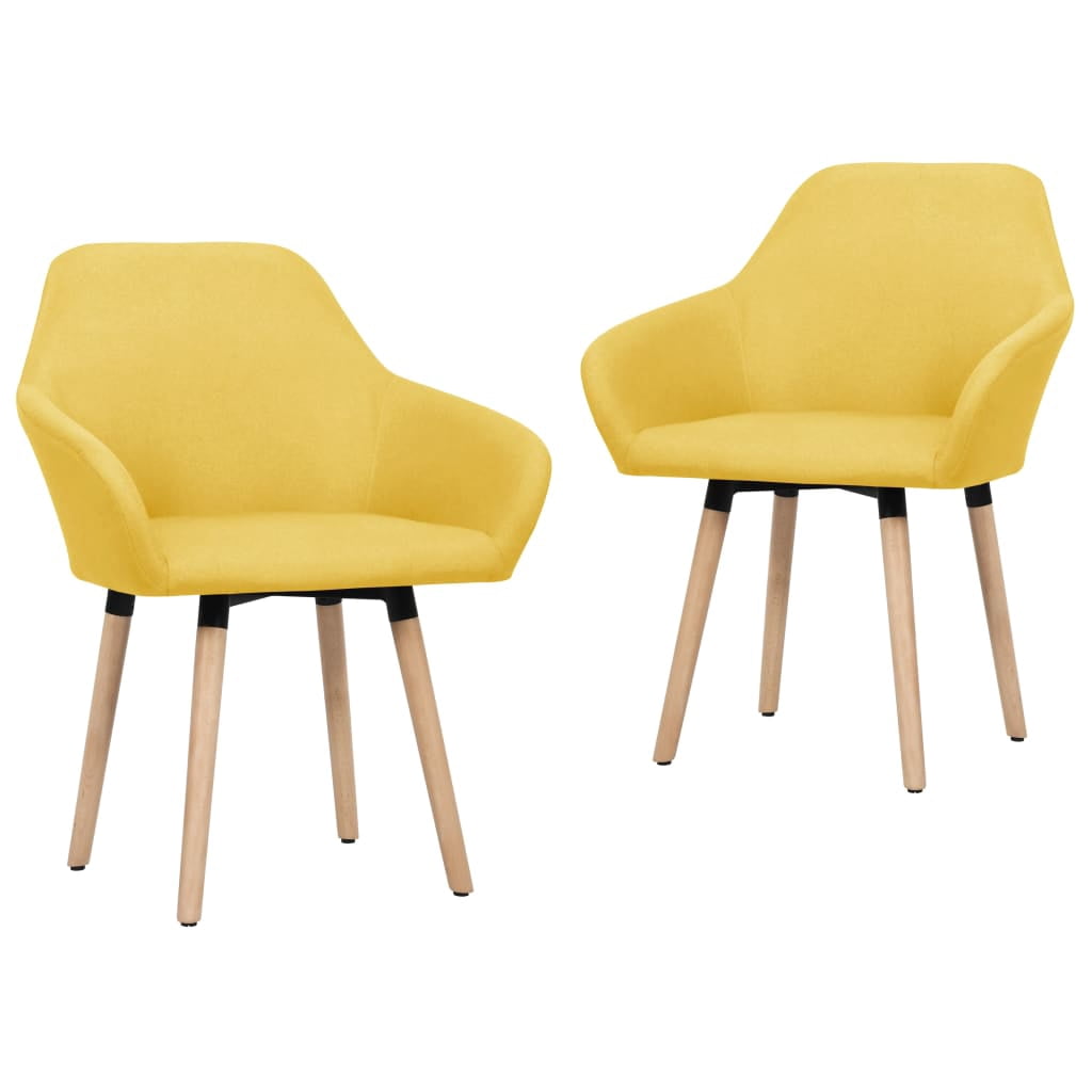 vidaXL Chaises de Salle à Manger 2 Pcs Tissu Jaune