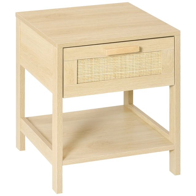 HOMCOM Nightstand Bedside Table End Table Storage Organizer W/ Drawer Shelf