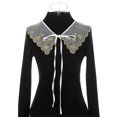 thumbnail image 2 of INSPIRE CHIC Collier Faux Détachable, Mini Cape Brodée Col à Volants Dickey Faux Collier pour Blouse Blanc-2, 2 of 5