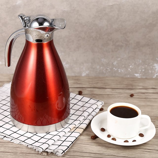 Nikou Machine à Expresso, théière à café en Acier Inoxydable, Bouteille d'eau Chaude à Double paroi isolée sous Vide (26.00 * 15.00 * 15.0-Rouge)