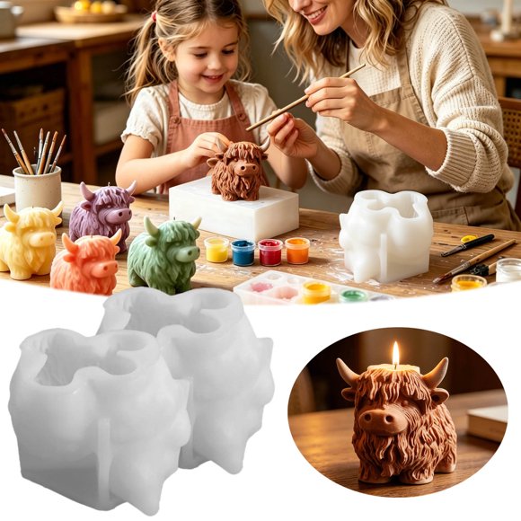 3D Cow Resin Silicone Soap Mould For Making Farm Animal Casting DIY Bath Chocolate Cake Ideal Baking Home 2PCS