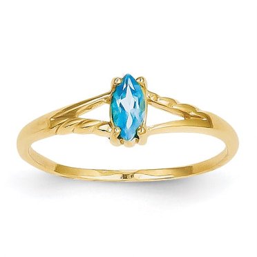 14K Yellow Gold Blue Topaz Birthstone Ring