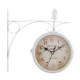 thumbnail image 1 of White Wall Clock Metal Frame Double Sided Bracket Clock-22cm Dia., 1 of 8