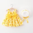 thumbnail image 2 of Robe Bébé Robe Tutu pour Bébé Fille Robe d'Été Sans Manches pour Bébé Fille avec Chapeaux Ensemble 2 Pcs Robe pour Fête du Thé Tout-Petit 8-90, 2 of 6