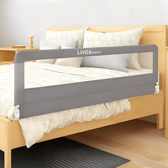 59" Toddler Bed Rails, Double-Reinforced Steel Frame, Swing Down Extra Long Bed Bumper Sleep Bedrail Safety Side Guard Fits for 4.7" to 12" Thick Mattresses