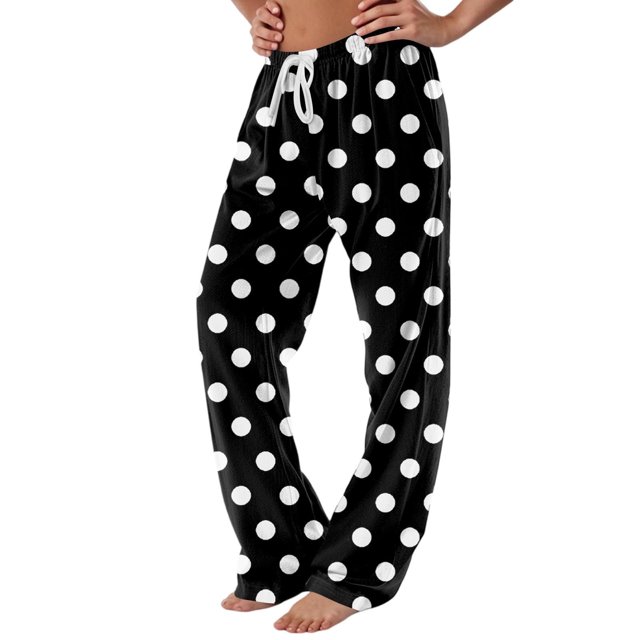 fatyb Lounge Pants for Women Printed Pajama Pants with Drawstring Womens Comfortable Wide Leg Pants