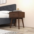 thumbnail image 3 of Allora Table de Nuit Moderne Mi-Siècle en Bois, Noyer Brun, 3 of 6
