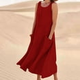 thumbnail image 1 of Jsaierl Robe Femme en Coton et Lin Été Sans Manches Robe d'Été Tunique Débardeur Robe de Plage d'Été Fluide Robes Maxi avec Poches, 1 of 5