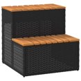thumbnail image 1 of vidaXL Hot Tub Step Black 50x50x50.5 cm Poly Rattan and Solid Acacia, 1 of 5