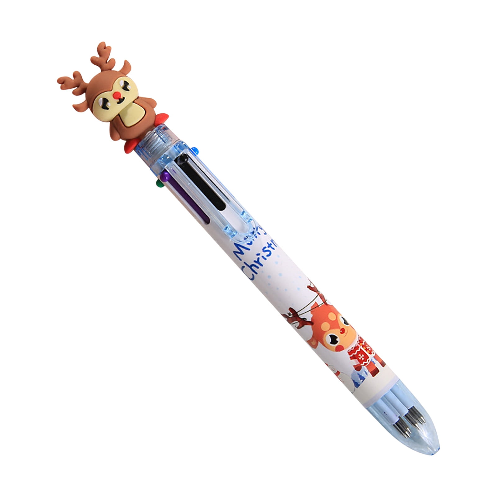 Airpow Fidget Pen Christmas Style 6-Color Ballpoint Pen Manually Press Multi-Color Ballpoint Pen Student Multi-Function Oil Pen Christmas Gift 1Ml Glitter Pens
