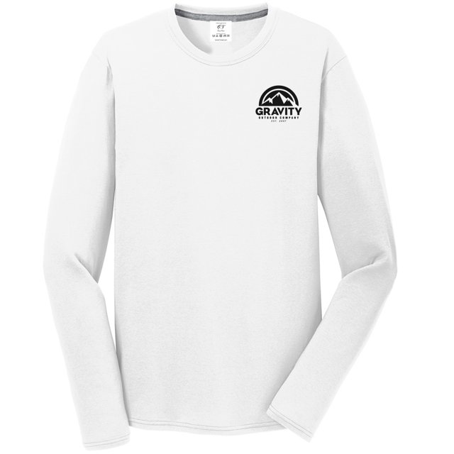 Gravity Outdoor Co. Performance Long Sleeve Shirt - White - Black Logo - 2XL