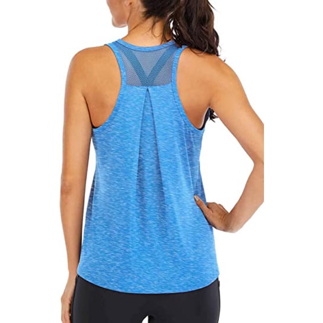Workout Tops for Women Loose fit Racerback Tank Tops for Women Mesh Backless Muscle Tank Running Tank Tops