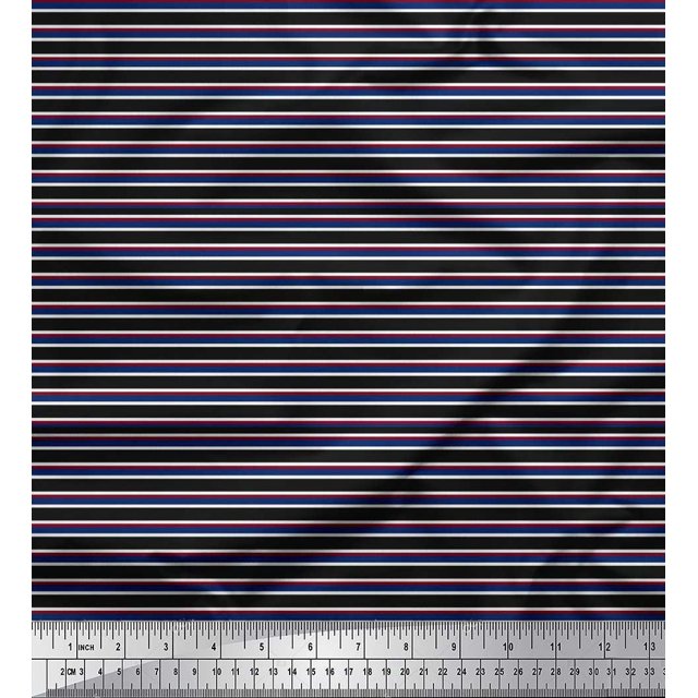Soimoi Modal Satin Fabric Horizontal Stripe Print Fabric by The Yard 42 Inch Wide