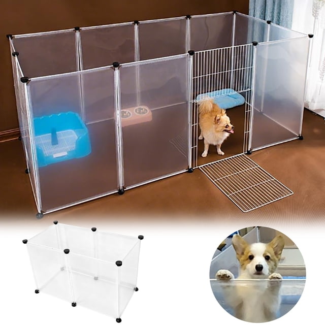 Versatile Expandable Pet Playpen Barrier With Door For Indoor And Outdoor Use Durable Metal Exercise Enclosure Portable Fence Easy Setup For Cats Puppies Rabbits 6PCS