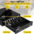 thumbnail image 4 of VEVOR Cash Register Drawer, 13" 12 V, for POS System with 4 Bill 5 Coin Cash Tray, Removable Coin Compartment & 2 Keys Included, RJ11/RJ12 Cable for Supermarket, Bar, Coffee Shop, Restaurant, 4 of 9