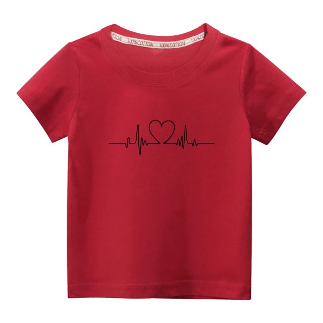 MeetoTime T-shirt en Coton pour Tout-Petits Garçons Filles Mignon Col Rond Imprimé Saint-Valentin Manches Courtes Été