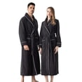 thumbnail image 2 of Mens Plush Fleece Collar Shawl Robe, Cozy Warm Bathrobe Fuzzy Male Spa Long Robe with Pockets, 2 of 9