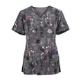 thumbnail image 1 of Heliisoer Short Women Sleeve V-neck Tops Working Uniform Cartoon Print Blouse, 1 of 4