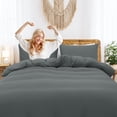 thumbnail image 2 of PiccoCasa 3 Pieces Microfiber Soft Breathable Duvet Cover Set Dark Gray Twin, 2 of 7