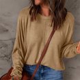 thumbnail image 2 of Yuyuzo Hauts Grande Taille pour Femmes Chic Mode Décontracté Couleur Unie Chemises de Bas Manches Longues Col Rond Hauts, 2 of 5
