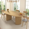 thumbnail image 4 of Weselon 78" Extendable Dining Table for 6-8, Modern Oval Kitchen Table with Roman Column Table Leg, Large Oval Solid Wood Table, Dining Room Table,Oak, 4 of 9