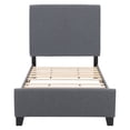 thumbnail image 4 of CorLiving Juniper Fabric Upholstered Adult Twin Platform Bed with Padded Headboard and Slats, No Box Spring Required, Grey, 4 of 12