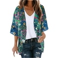 thumbnail image 2 of TIMIFIS Womens Floral Chiffon Kimono Cardigans Loose Beach Cover Up Half Sleeve Tops-Green-2-XXXXXLFall, 2 of 5