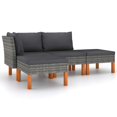 thumbnail image 2 of vidaXL 4 Piece Garden Lounge Set with Cushions Poly Rattan Grey, 2 of 5