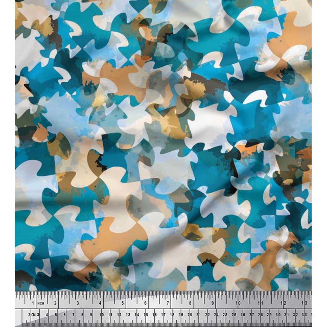 Soimoi Moss Georgette Fabric Two Tone Camouflage Printed Fabric 1 Yard 42 Inch Wide