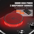 thumbnail image 2 of KFFKFF Electric Range, 12" Dual Burner Inset Electric Hob, 3000W Smooth Ceramic Surface, featuring a Glass Interface, Rotary Dial, 11 Temperature Settings, 220-240V, Direct Wiring Required, 2 of 9