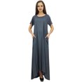 thumbnail image 3 of Bimba Robe Maxi Brune pour Femme à Ourlet Asymétrique avec Poches Grises et Foulard-14, 3 of 5