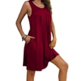 thumbnail image 2 of Dvkptbk Robe d'Été de Plage pour Femme 2024 Décontractée à Col Rond à Manches Courtes Robe Débardeur Mini Robes Fluide à Volants Boho Robe Soleil avec Poches P-2TG, 2 of 7