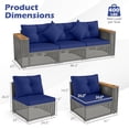 thumbnail image 3 of Costway Patio Wicker Sectional Furniture Set, 3 Piece Outdoor Couch Set for Garden Navy, 3 of 10