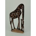 thumbnail image 2 of Hand Crafted Wood Bending Giraffe Family Mother and Calf Statue, 2 of 4