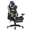thumbnail image 1 of Goplus Massage Gaming Chair Reclining Swivel Racing Office Chair with Footrest White, 1 of 10