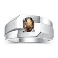 thumbnail image 1 of RYLOS Men's Rings Sterling Silver Ring Classic Solitaire 7X5MM Oval Shape Gemstone Designer Band Smoky Quartz June Birthstone Rings For Men Size 13, 1 of 5