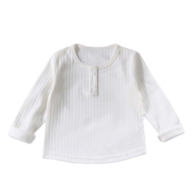 vdgthytj Chemises en Tricot pour Garçons et Filles, Col Rond Côtelé, Manches Longues, Automne Printemps