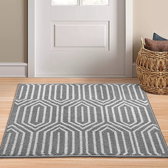 Tapis d'Entrée Intérieur 32 Pouces x 40 Pouces, Tapis de Porte avant et Arrière Absorbant, Tapis de Sol, Endos en Caoutchouc Antidérapant, Tapis de Porte Intérieur Attrape-Boue et Saleté, Tapis de Porte d'Entrée, Lavable à la Machine, Profil Bas - Gris Time Cloister