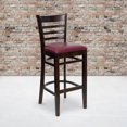 thumbnail image 4 of HERCULES Series Ladder Back Walnut Wood Restaurant Barstool - Burgundy Vinyl Seat, 4 of 6