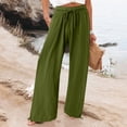 thumbnail image 2 of Yuyuzo Womens Pants Solid Color Elastic Waist Drawstring Casual Wide Leg Pants Ladies Loose Lounge Pants For Workout, 2 of 7