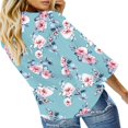thumbnail image 3 of CHUANK Women‘s Button Down V Neck Tops Ruffled 3/4 Sleeve Tie Knot Front Blouses White Sizes S-2XL, 3 of 3