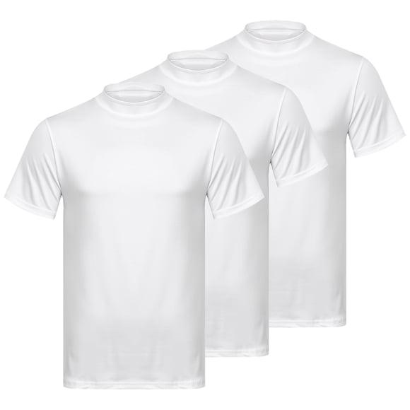 TTAO 3 Pack Men's Casual Mock Turtleneck Pullover Tops Short Sleeve Slim Fit T-Shirts Basic Solid Color Tees White M