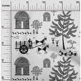 thumbnail image 2 of oneOone Polyester Spandex Gray Fabric Asian Floral Block Craft Projects Decor Fabric Printed by The Yard 56 Inch Wide, 2 of 4