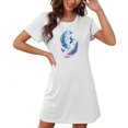 thumbnail image 4 of Mrat Womens Pyjama en Coton Robe de Nuit pour Femme Vêtements de Nuit Manches Courtes Chemise de Nuit Décontractée Imprimée Robe de Sommeil Ample Confortable Pyjama Nuisette S-92 Blanc TTG, 4 of 7