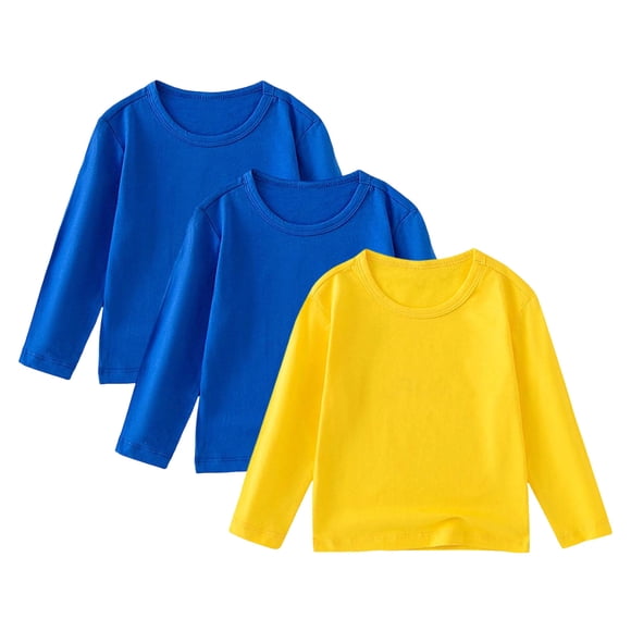 Gubotare Long Sleeve Boys Shirts Boys Shirts Long Sleeve Toddler Kids Girls Boys Long Sleeve Basic T Shirt Casual Fall Tees Shirt Tops Solid Color T Shirts 3 PCS Size 2T 3T (Yellow,2-3 Years)
