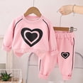 thumbnail image 2 of Ensembles de Survêtement Garçons Filles, Imprimé Cœur, Chandail à Col Rond et Pantalon Jogger, Ensemble 2 Pcs Tenues d'Automne Hiver (5 Ans, Rose), 2 of 7