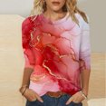 thumbnail image 1 of UPPADA Blouses pour Femmes Grande Taille à Manches 3/4, T-Shirts à Imprimé Floral Teintable, Chemises Décontractées Tendance à Col Rond, Chandails Confortables à Enfiler, Hauts Blouses Mignons d'Été pour Femmes, Hauts à Manches 3/4 en Liquidation, 1 of 5