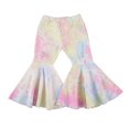 thumbnail image 1 of Girl‘s Autumn Tie Dye Print Ripped Bell Bottom Pants with Pockets, 1 of 9