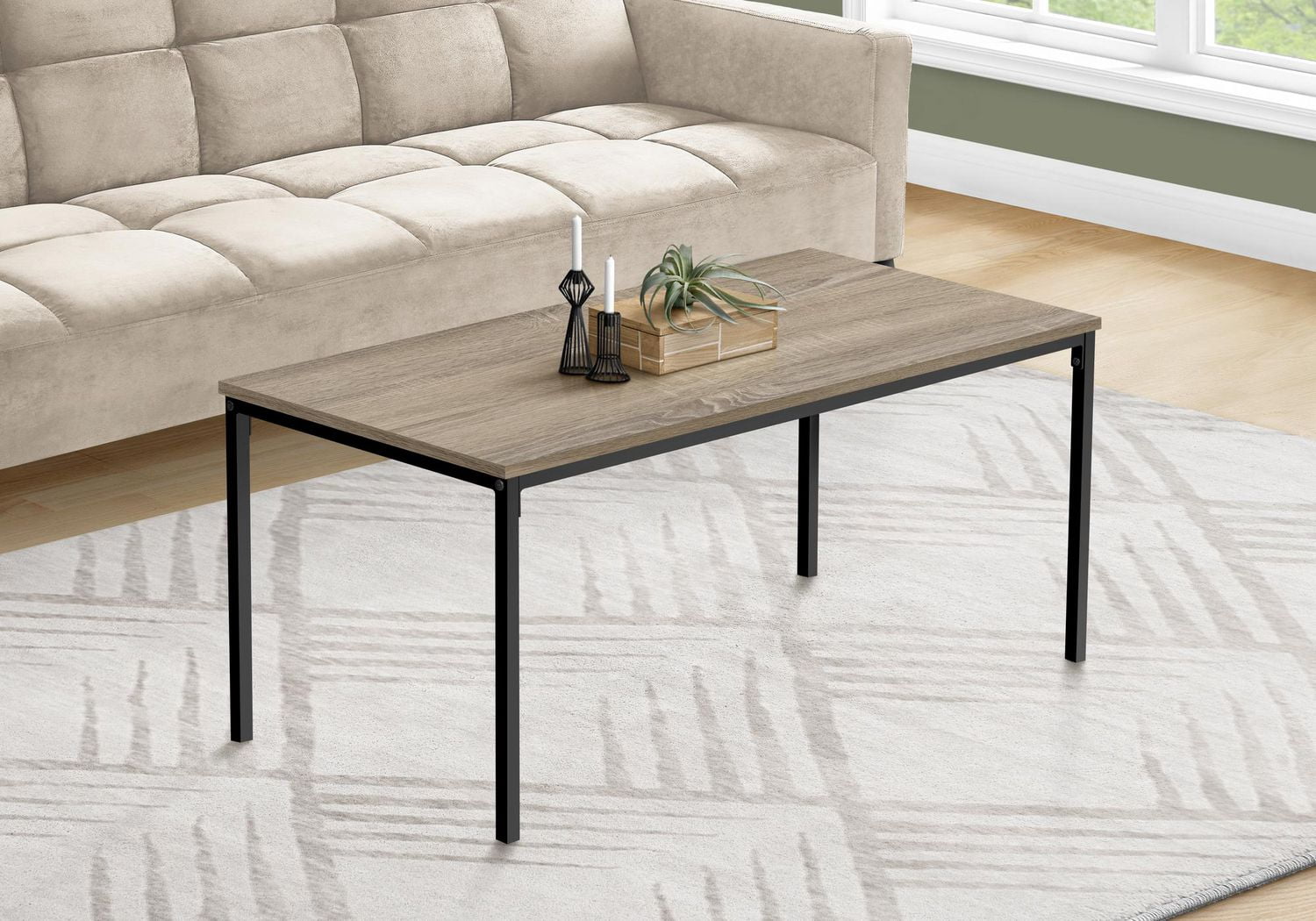 Monarch Specialties Table A Café, Accent, Cocktail, Rectangulaire, Salon, 40"l, Métal, Stratifié, Brun, Noir, Contemporain, Moderne